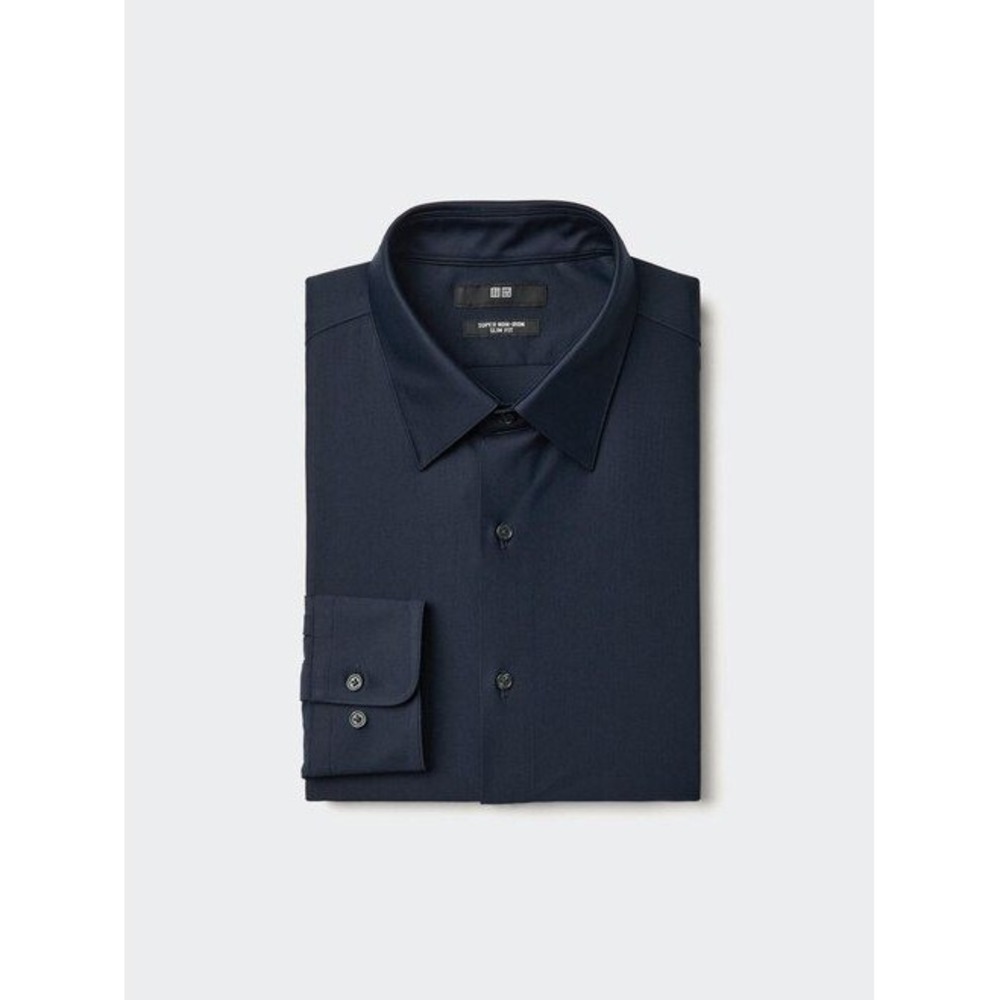 Uniqlo Shirt Slim Fit Navy Blue Medium
